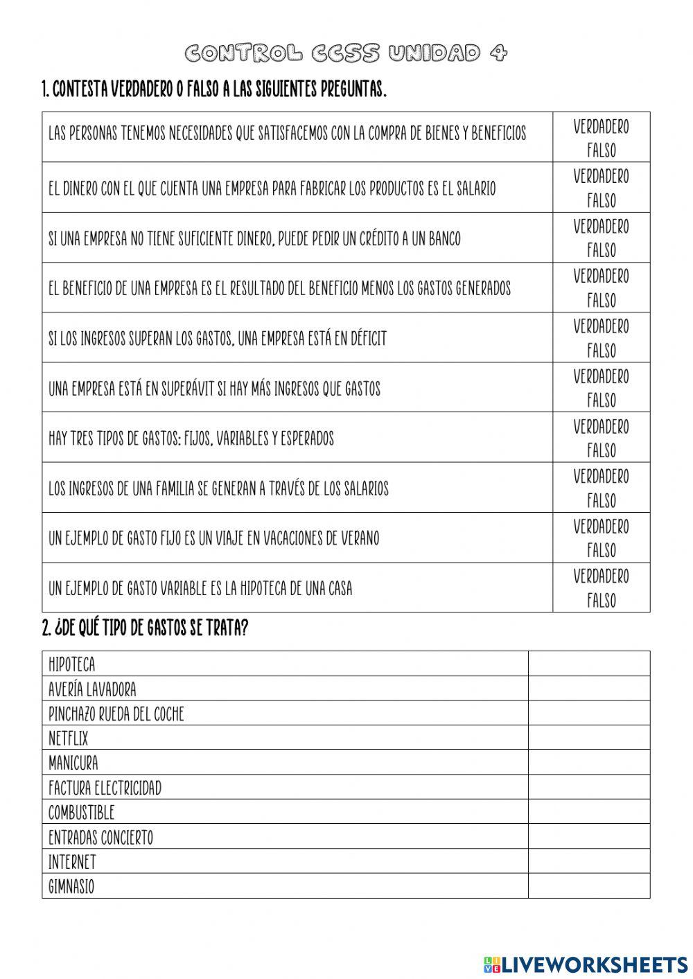 Control CCSS economía familiar