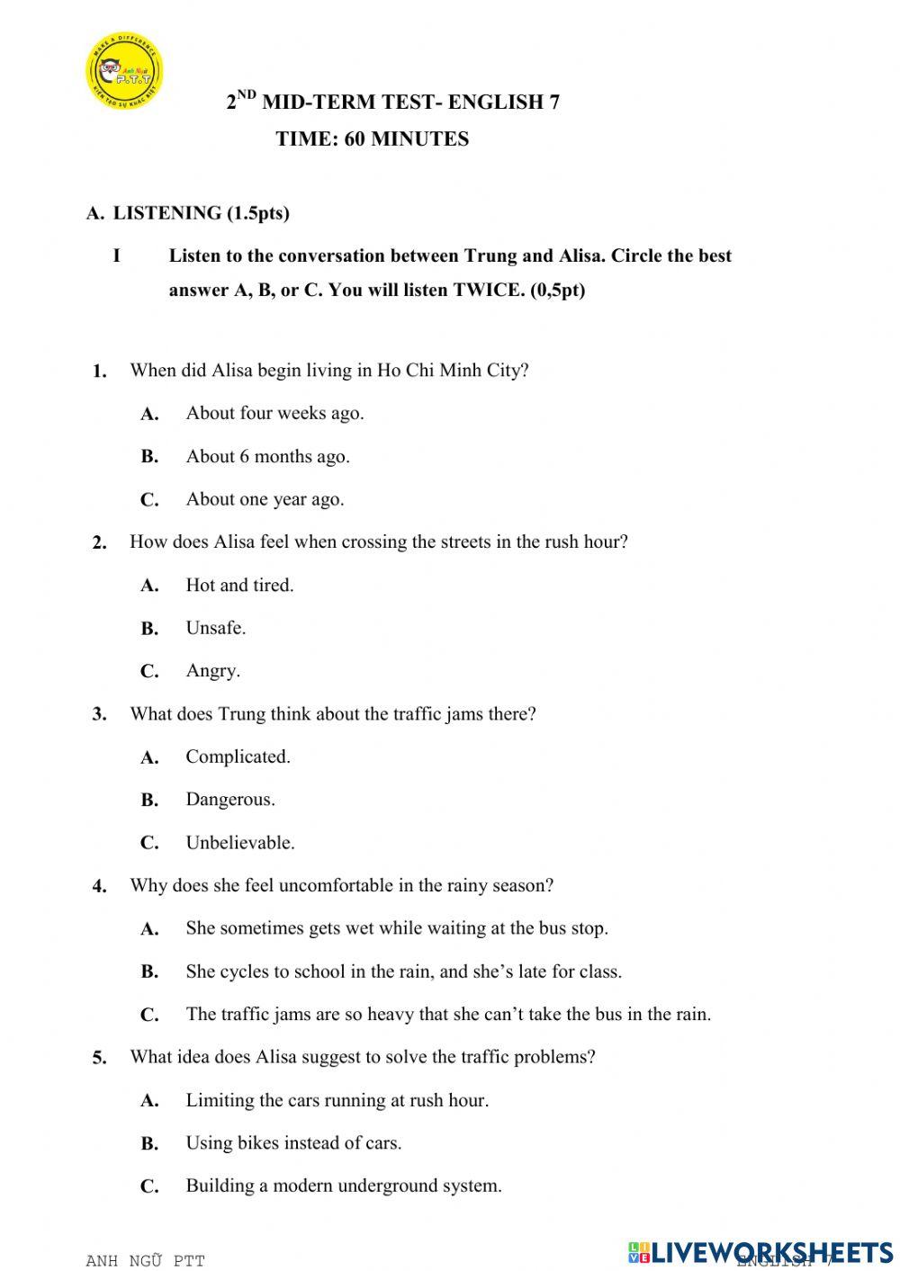 Ta7- 2nd mid-term test 2k10 (2023)