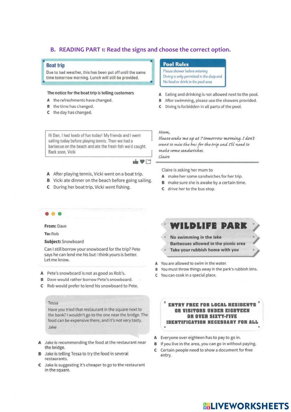 Vocabulary, reading and listening worksheet | Live Worksheets