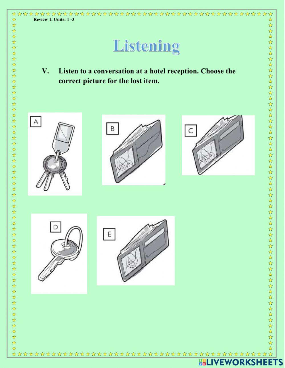 Speak out. Elementary. Review: units 1-3.
