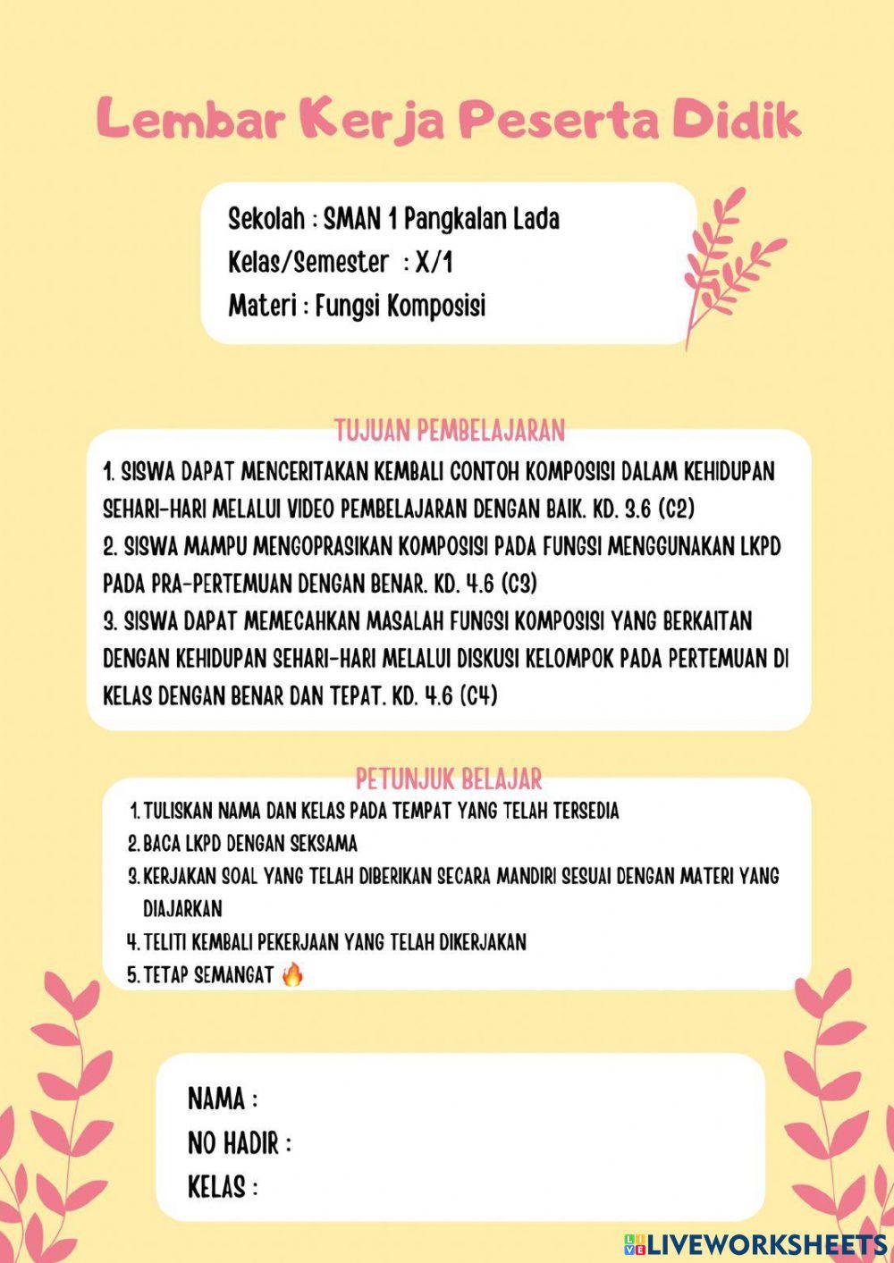 LKPD Pra-Pertemuan Fungsi Komposisi