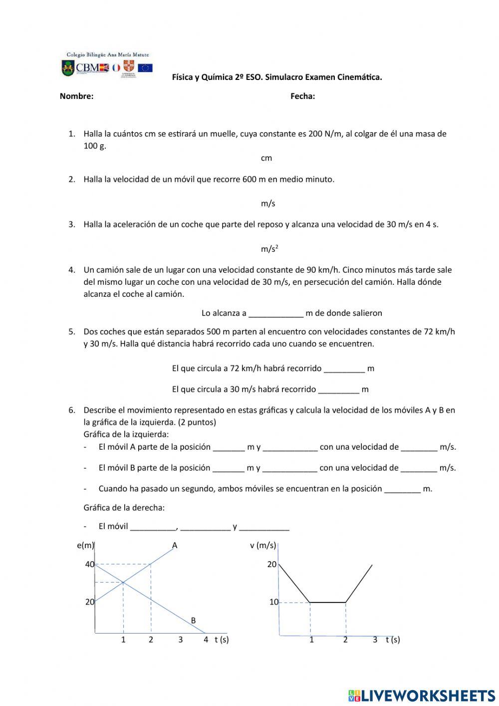 Cinemática y Ley de Hooke