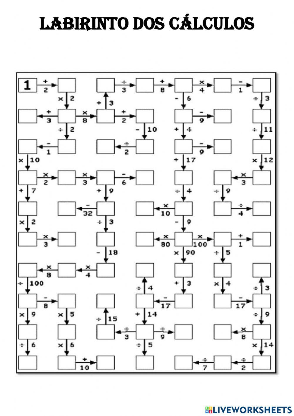 Perseguisao do labirinto matematica - Recursos de ensino