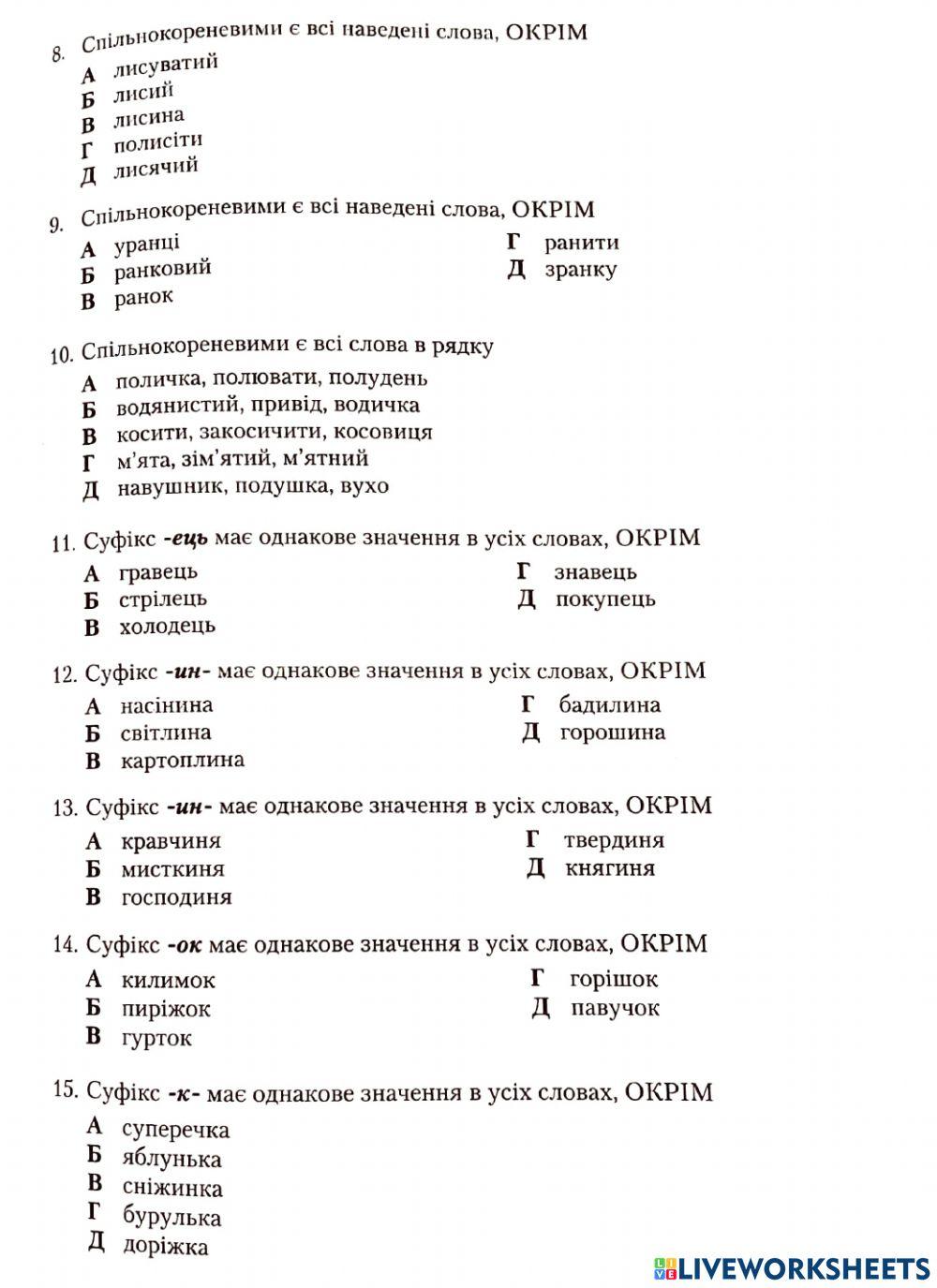 Будова слова.Словотвір О.Авраменко Українська мова та