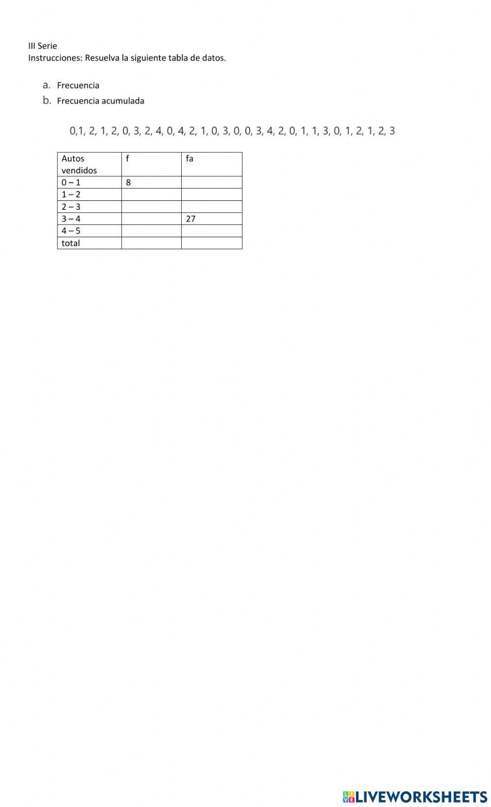 Examen de estadística 4to bach