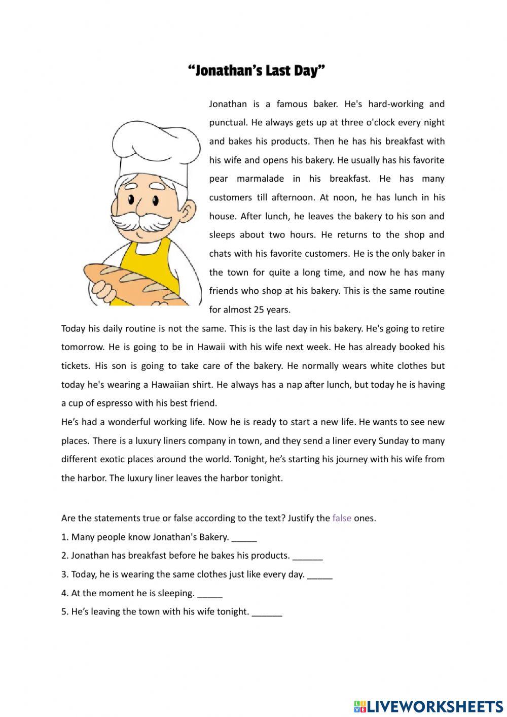 Reading Comprehension-Jonathan’s Last Day