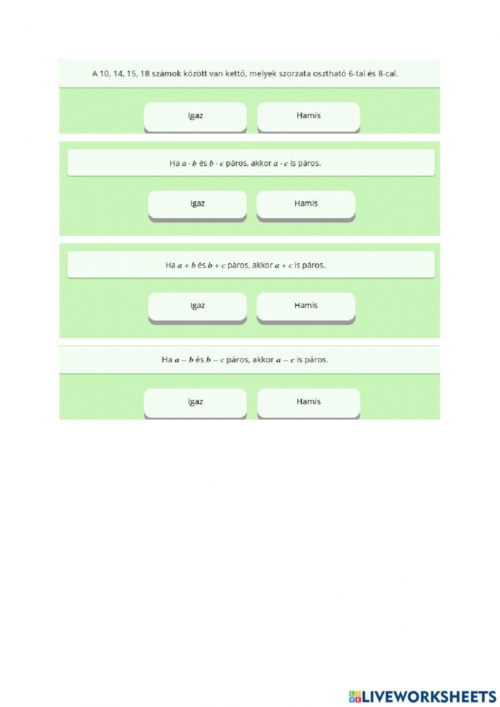 Logika, oszthatóság