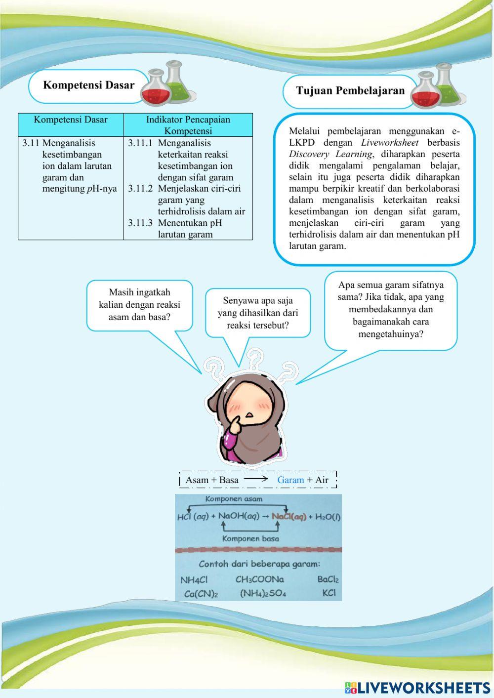 E-LKPD Hidrolisis Garam Pertemuan ke-1 Kelas XI