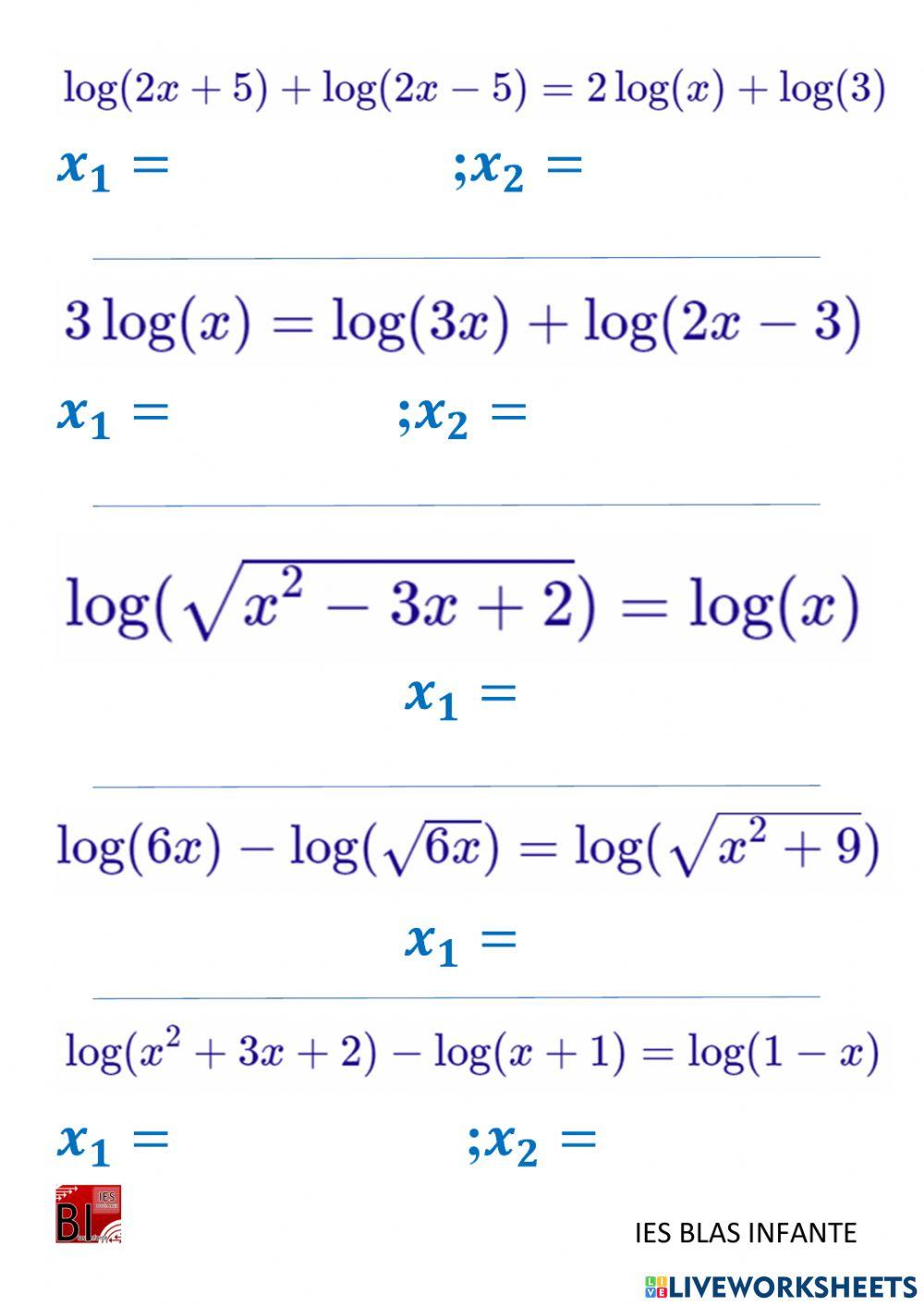 Ecuaciones logarítmicas