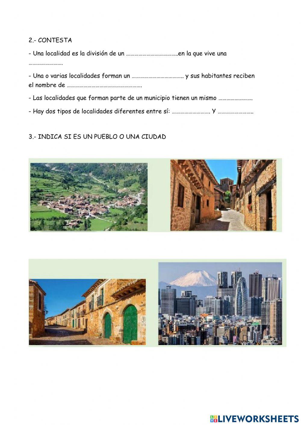 Pueblos y ciudades Pueblos y ciudades