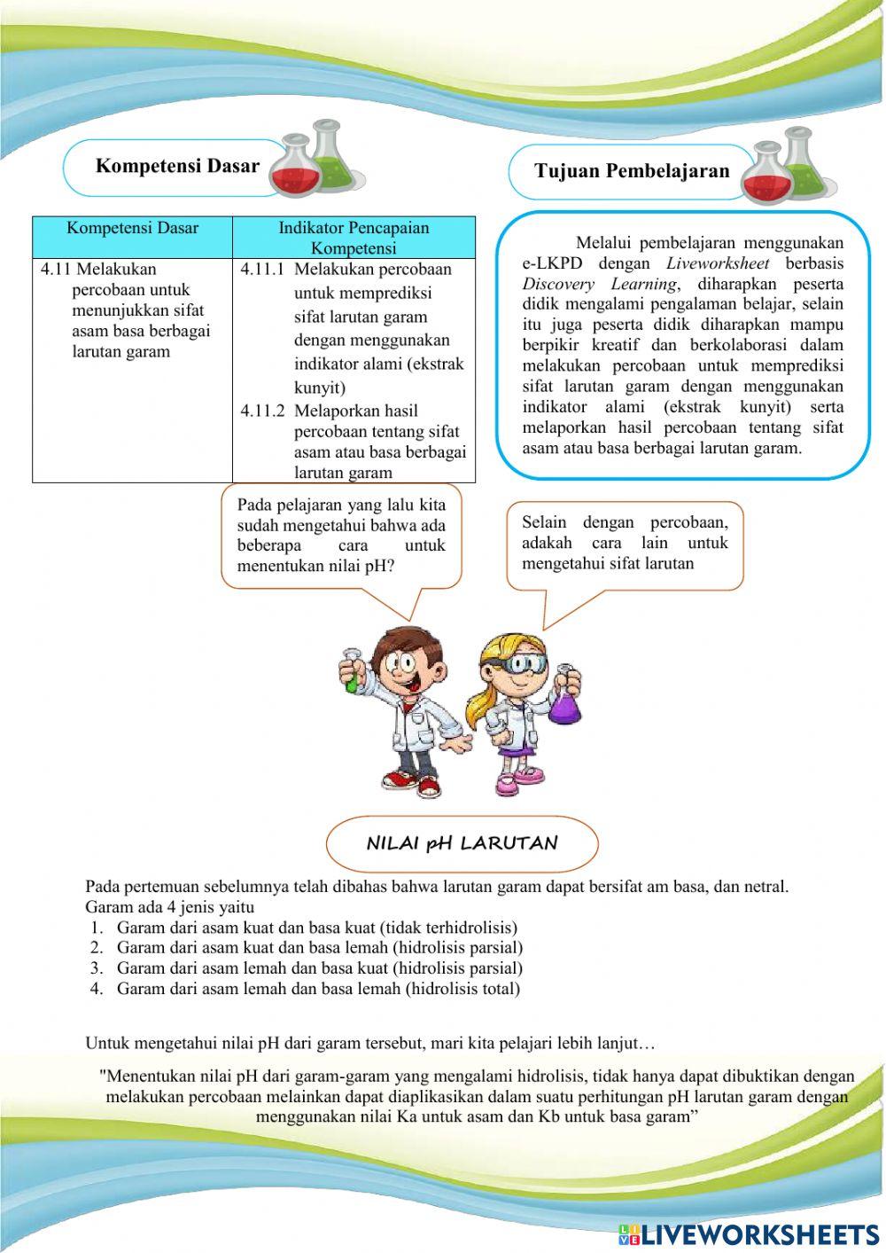 E-LKPD Hidrolisis Garam Pertemuan ke-2 Kelas XI