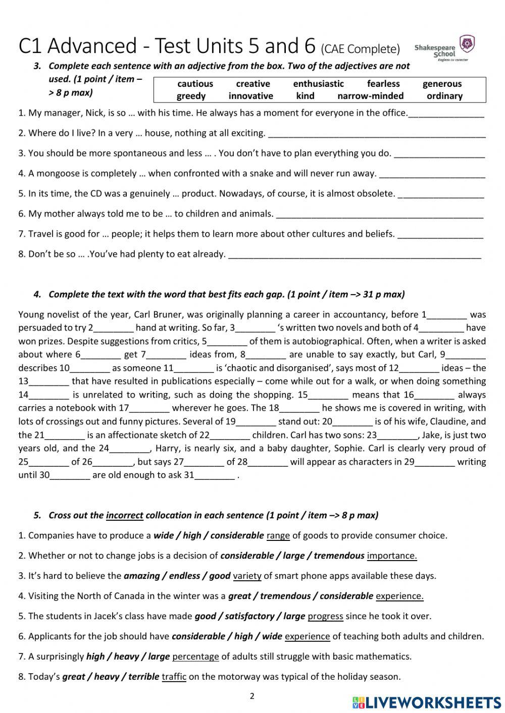 Revision Test (Units 5 & 6) - Complete CAE