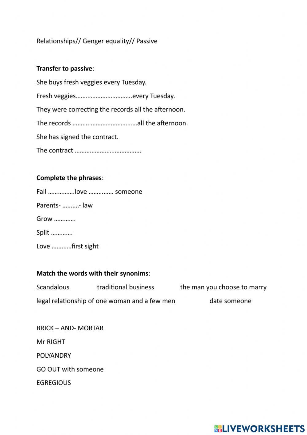 Relationship gender equality passive