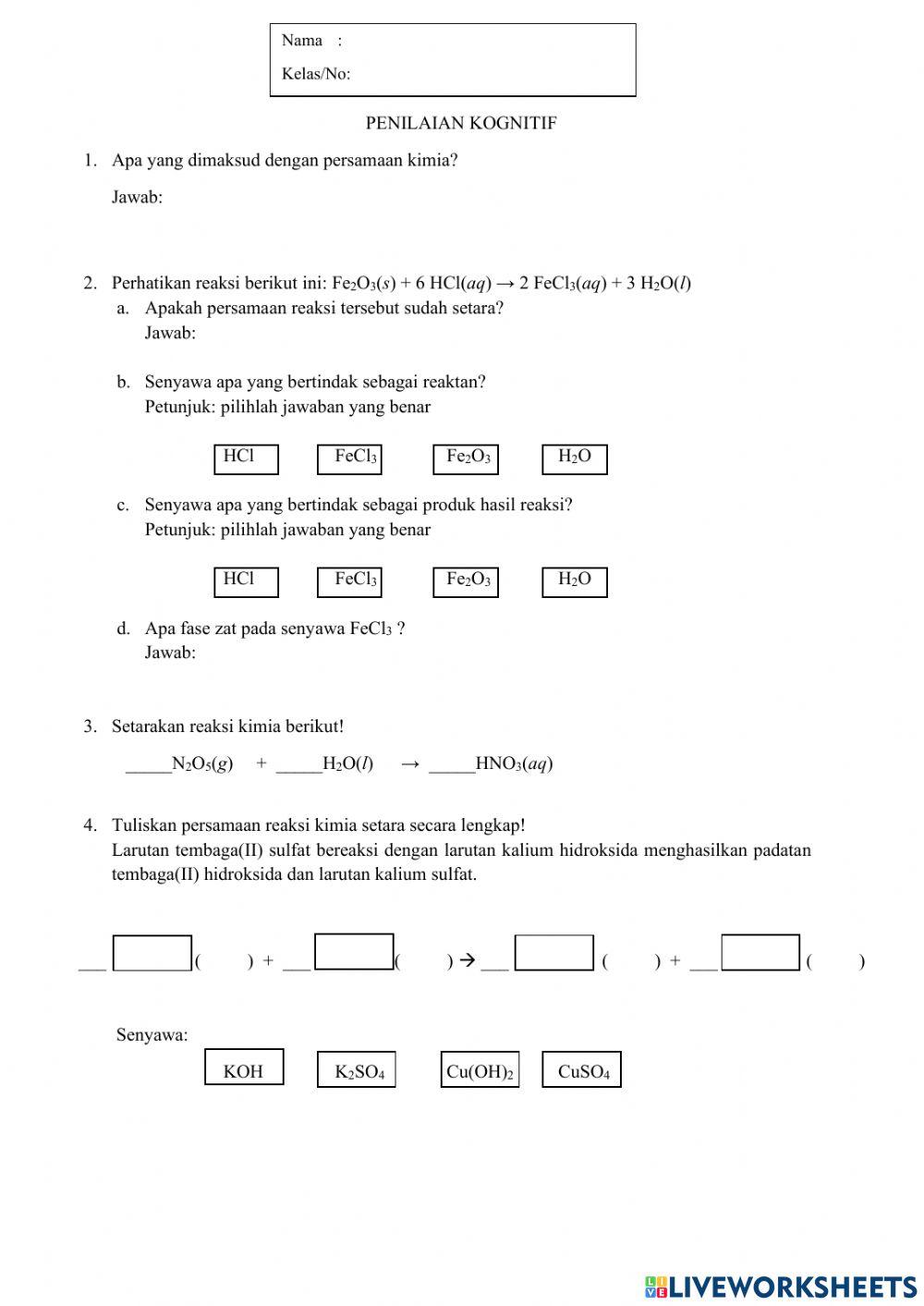 Kimia Persamaan Kimia
