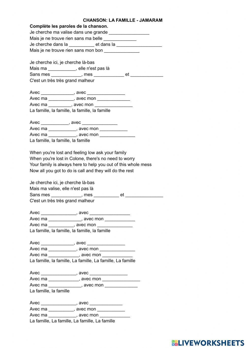 Chanson: la famille - Jamaram