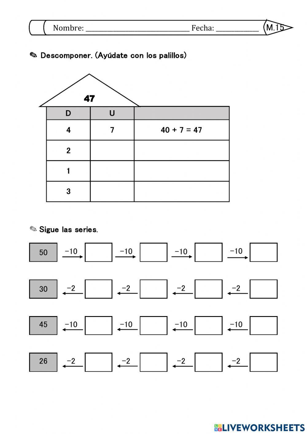 Números: casita y series