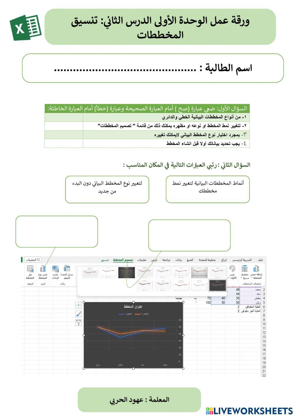 ورقة عمل مهارات رقمية الدرس الثاني الوحدة الاولى