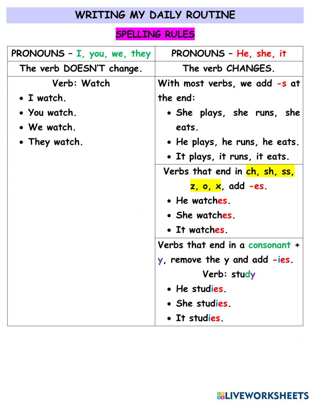 ELA Elementary 1: Lucy's routine - third person singular