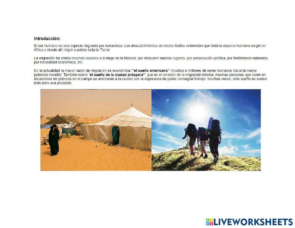 Lectura comprensiva -migración-.