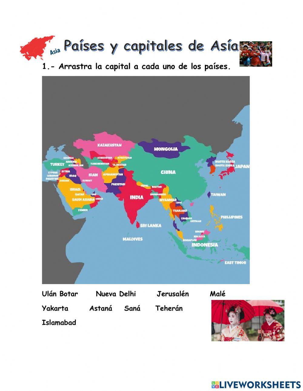 Paises y Capitales de Asía