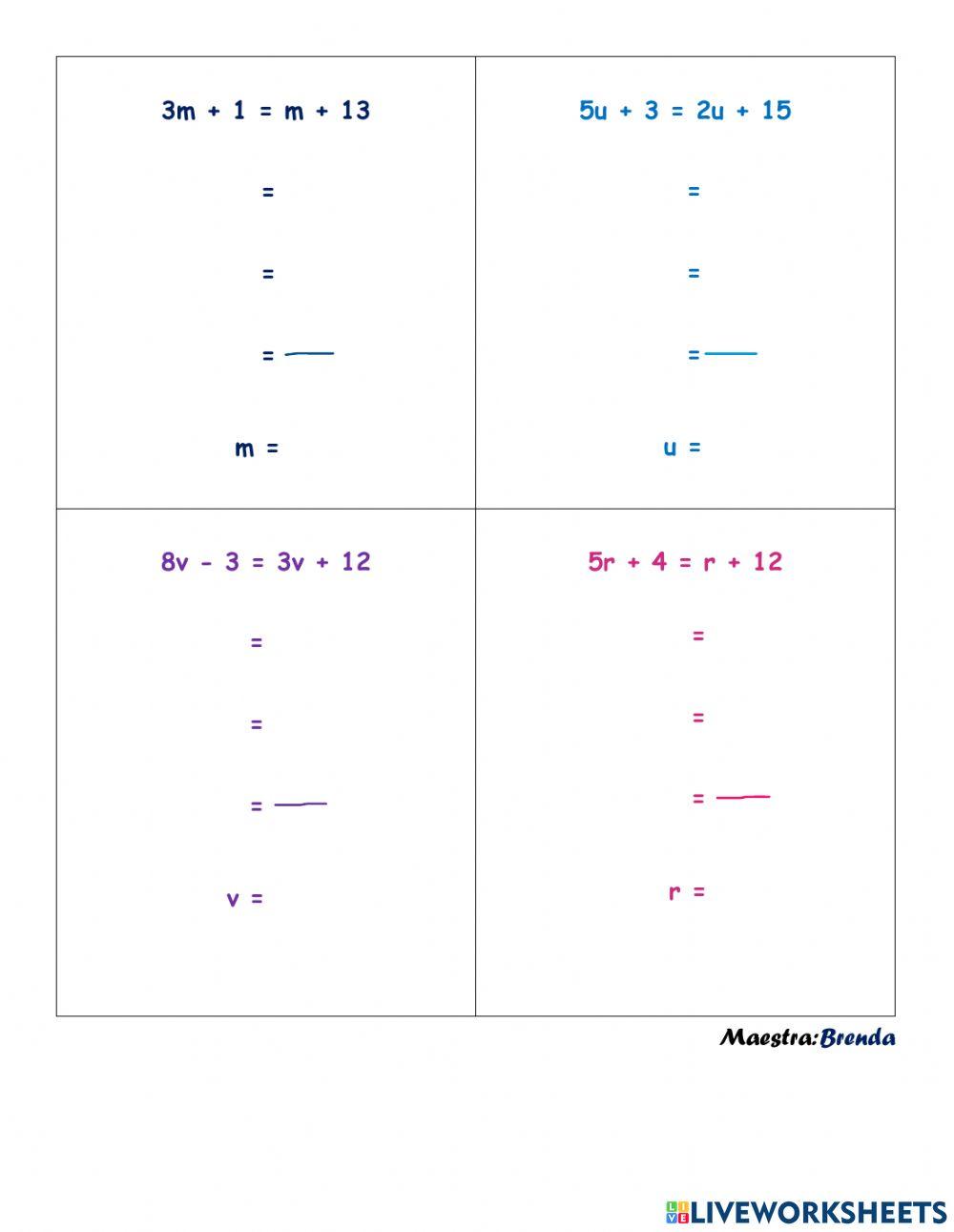 Ficha -2 de reforzamiento - Ecuaciones modelo balanza