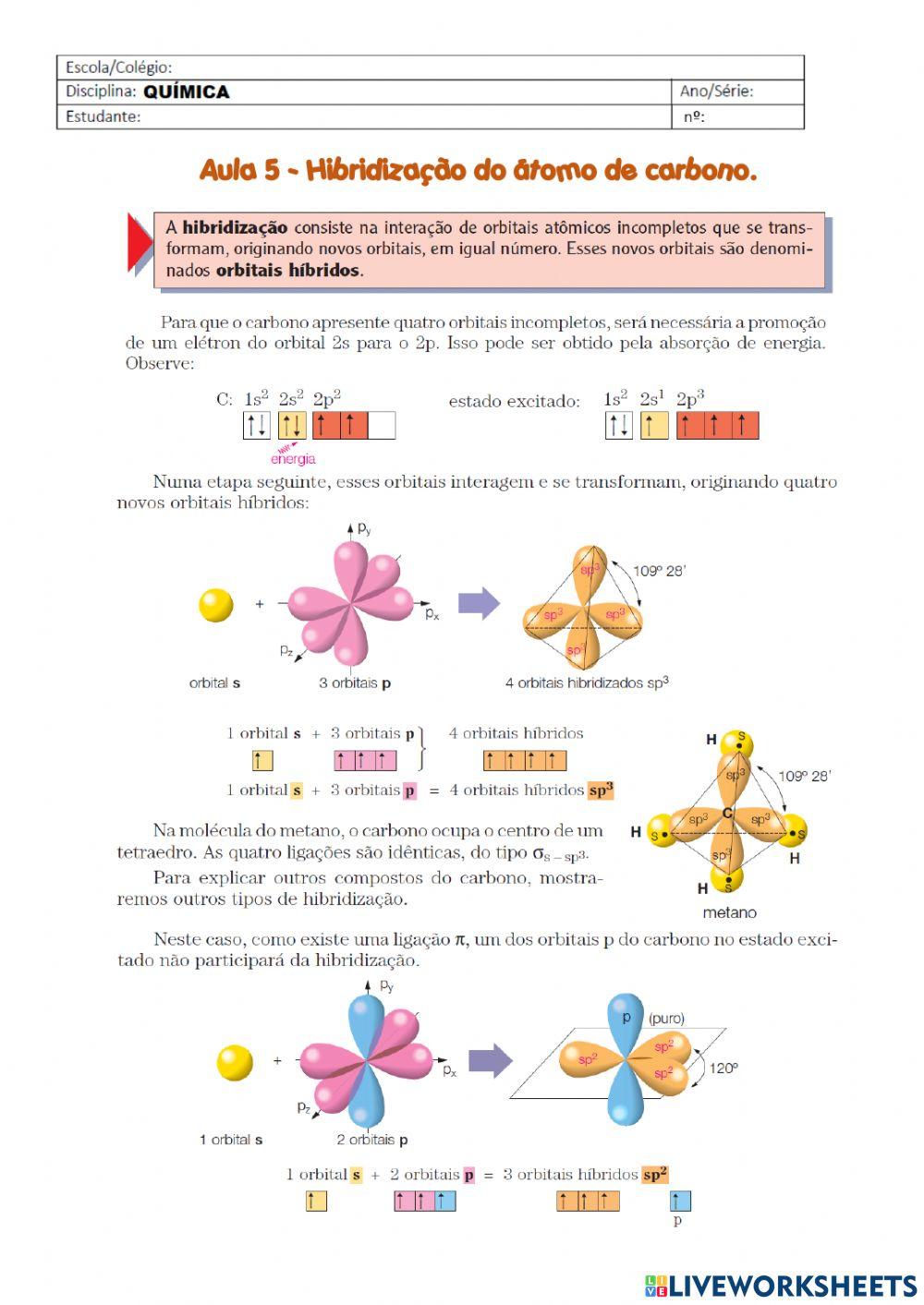 Hibridização do átomo de carbono