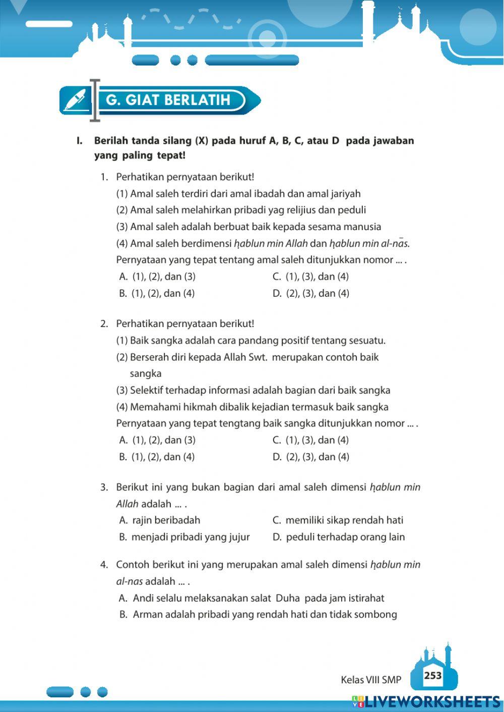 Gemar beramal saleh dan berbaik sangka