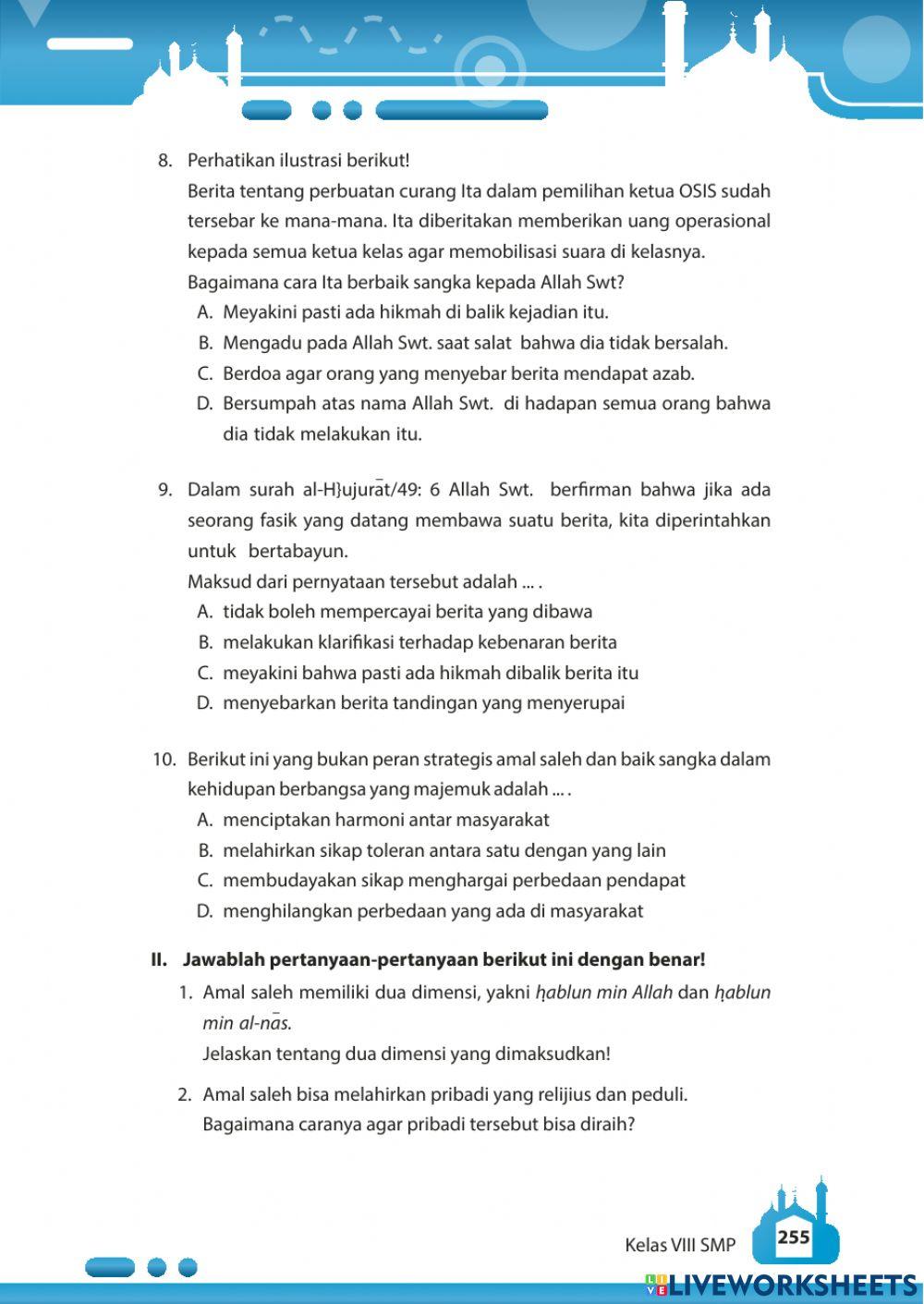 Gemar beramal saleh dan berbaik sangka