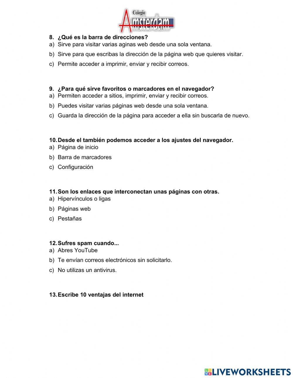 Evaluacion 3ro secundaria febrero