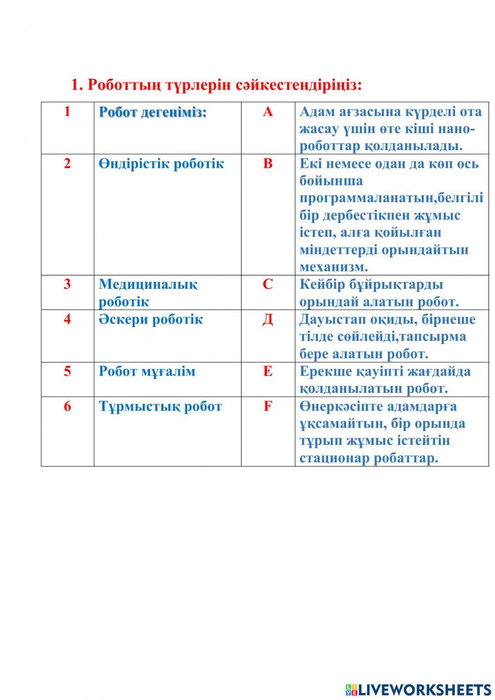 5 сыныпқа тапсырма