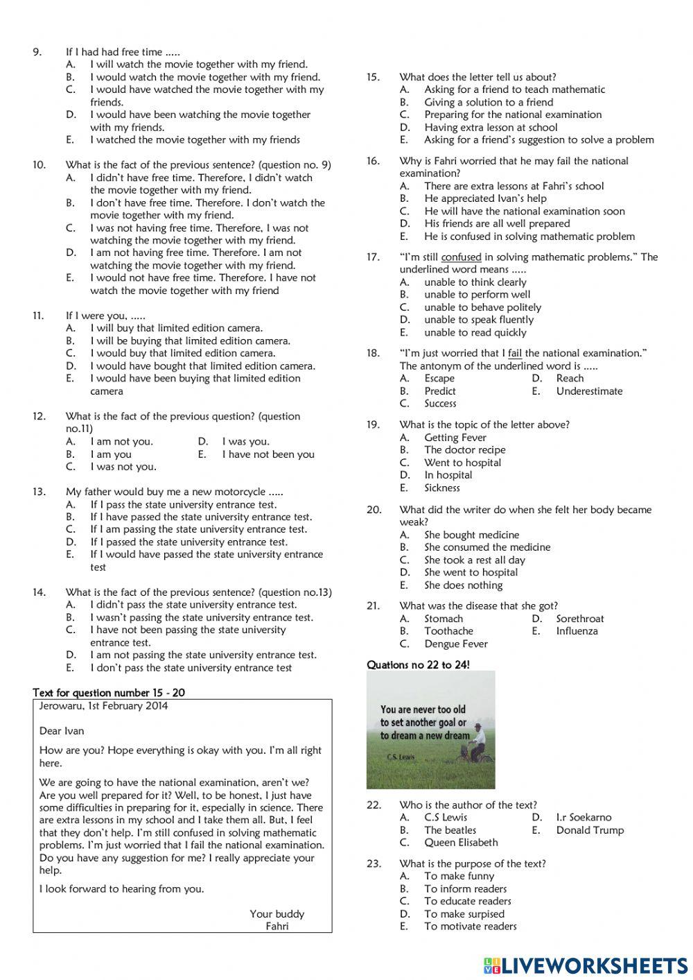 Soal US Bahasa Inggris