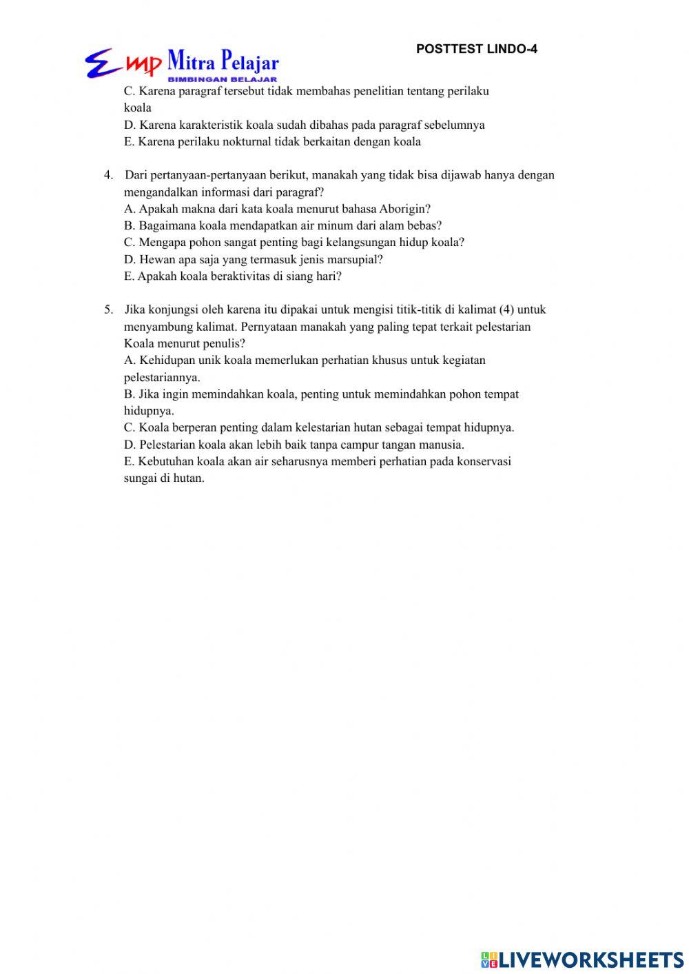 Post test literasi indonesia 4