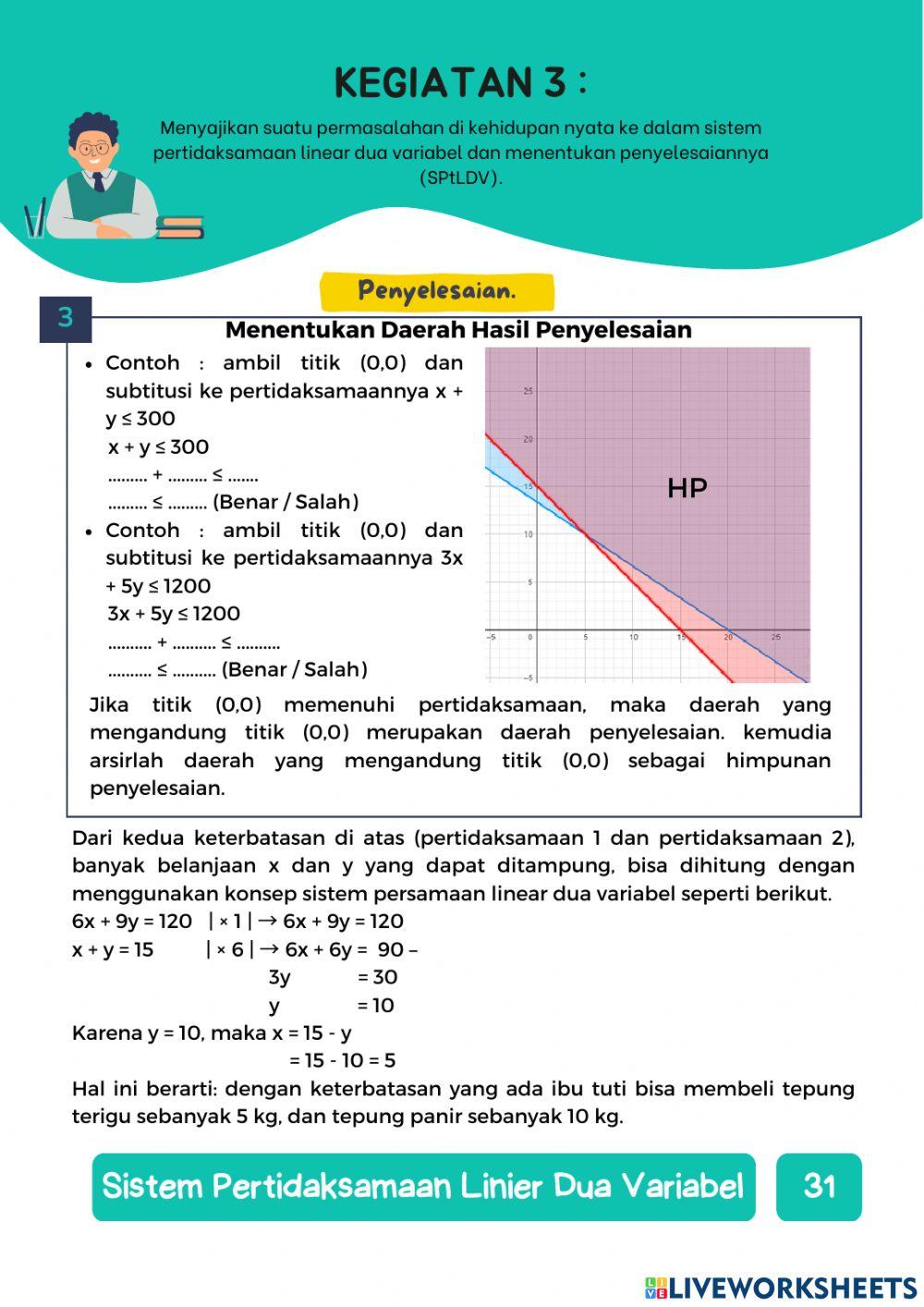 2307052 | E-LKPD Sistem pertidaksamaan linear dua