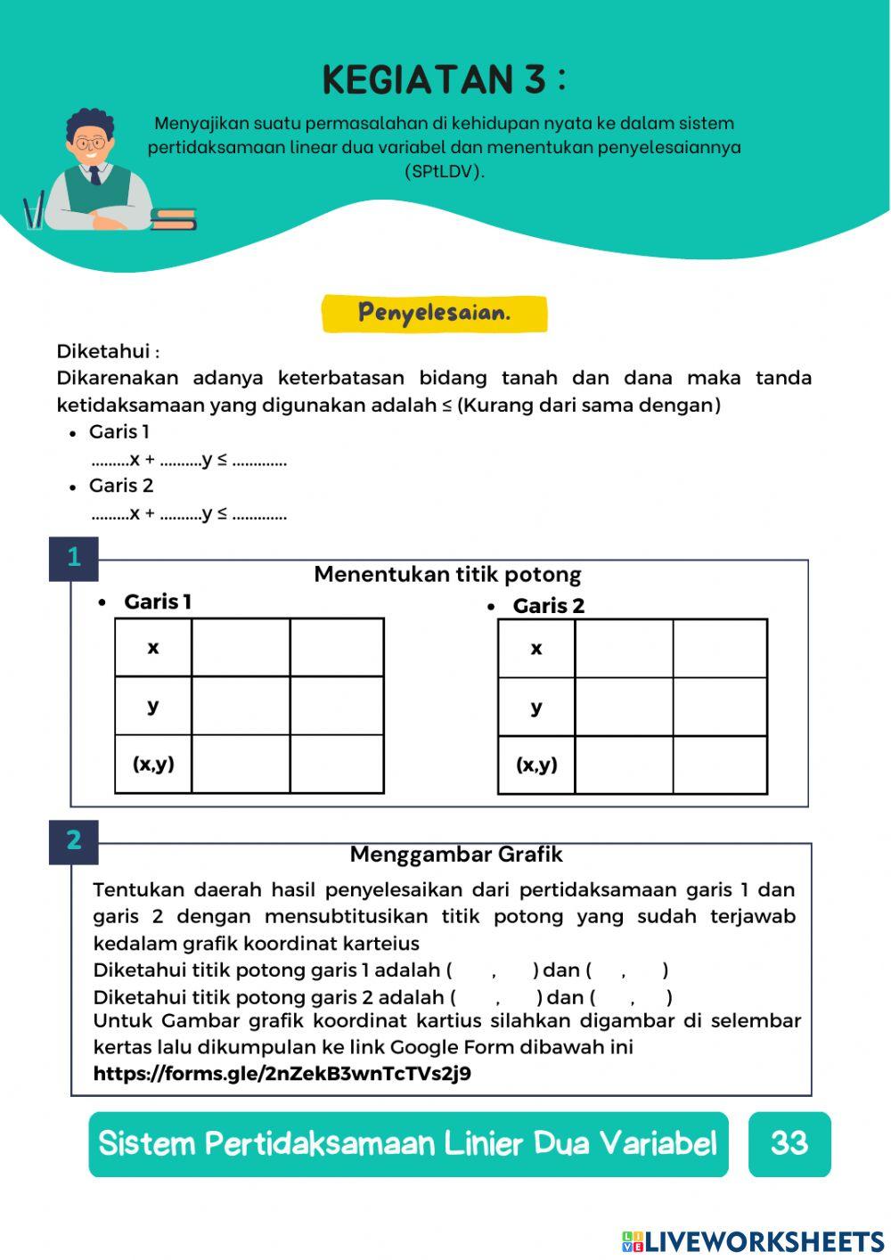 2307052 | E-LKPD Sistem pertidaksamaan linear dua
