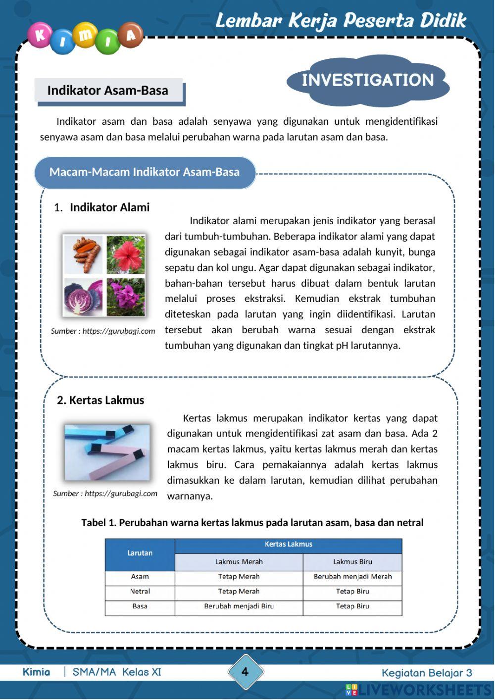 Kegiatan Belajar 3 : Indikator Asam-Basa