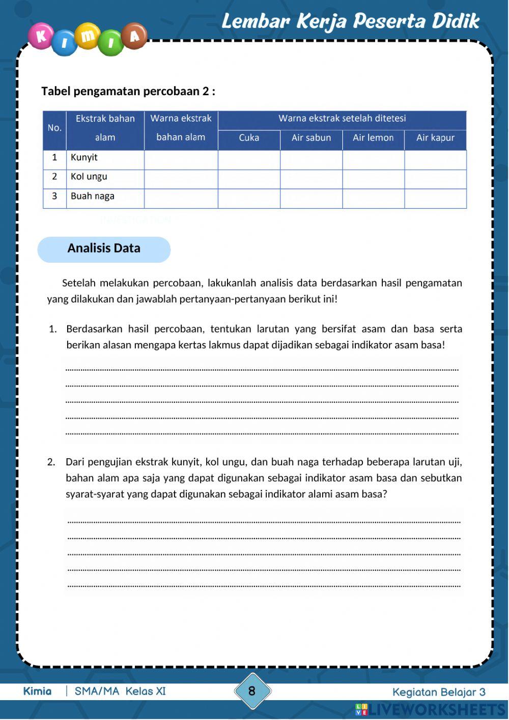 Kegiatan Belajar 3 : Indikator Asam-Basa