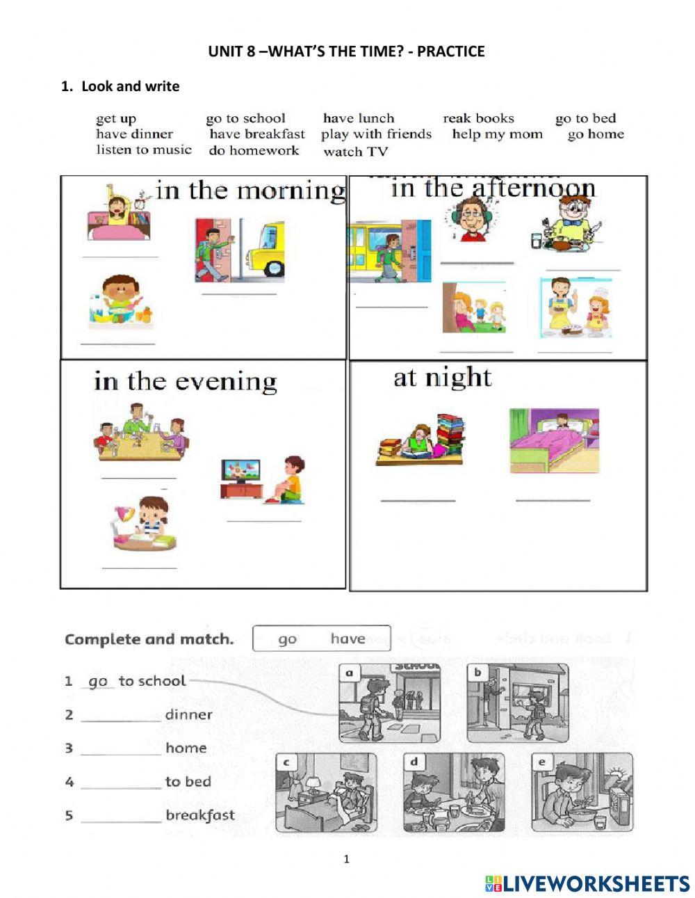 Unit 8- what's the time