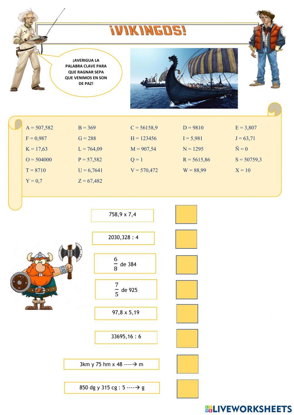 Ficha de cálculo - ¡Vikingos!