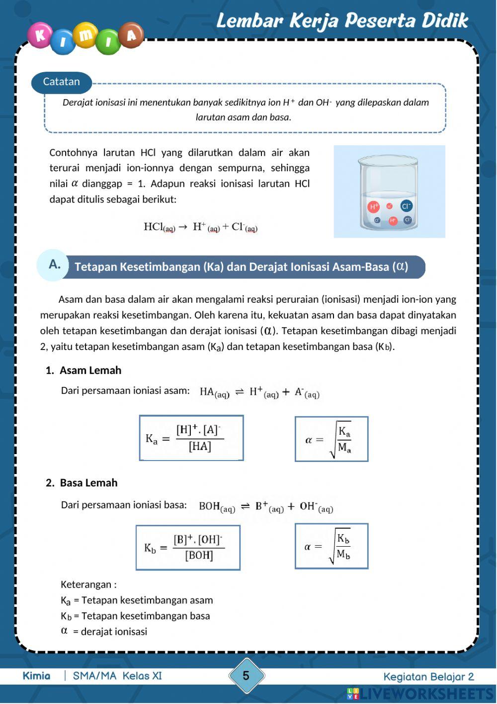 Kegiatan Belajar 2 : Kesetimbangan Ion Dalam Larutan Asam-Basa