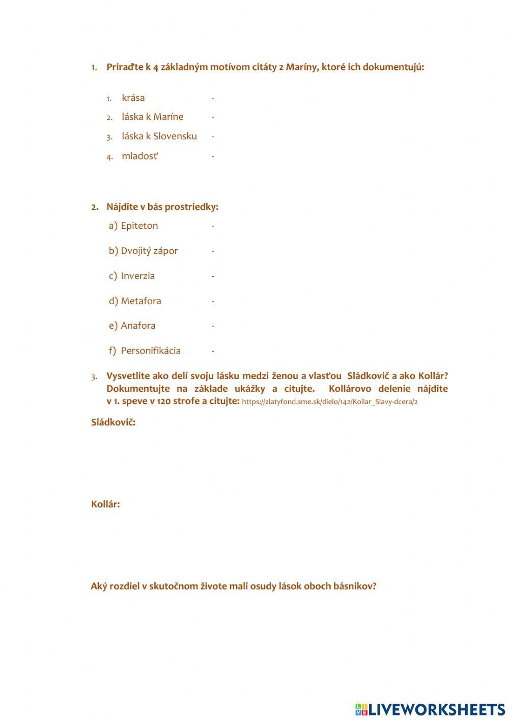 Andrej Sládkovič - Marína