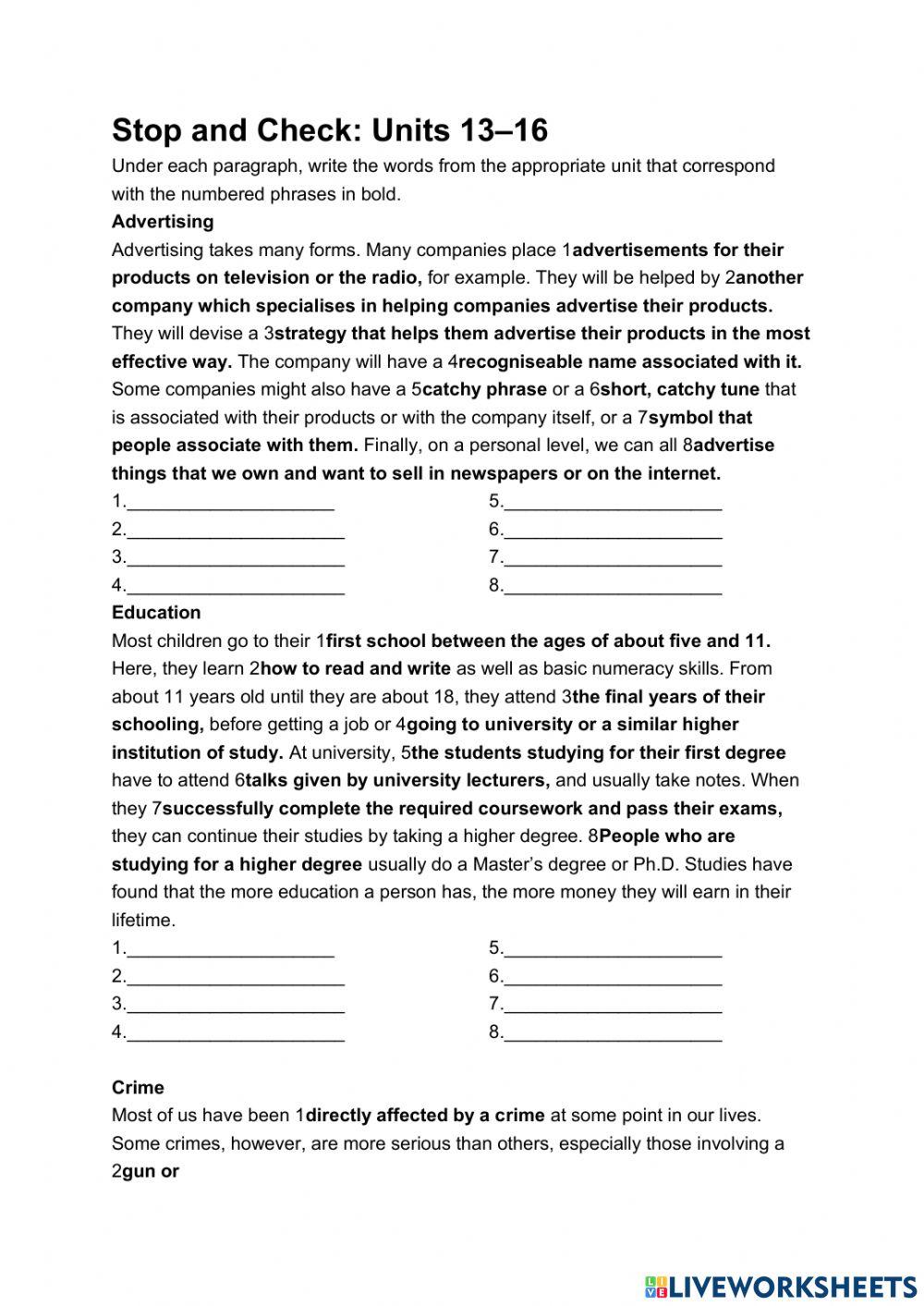 U13-16 Stop and Check