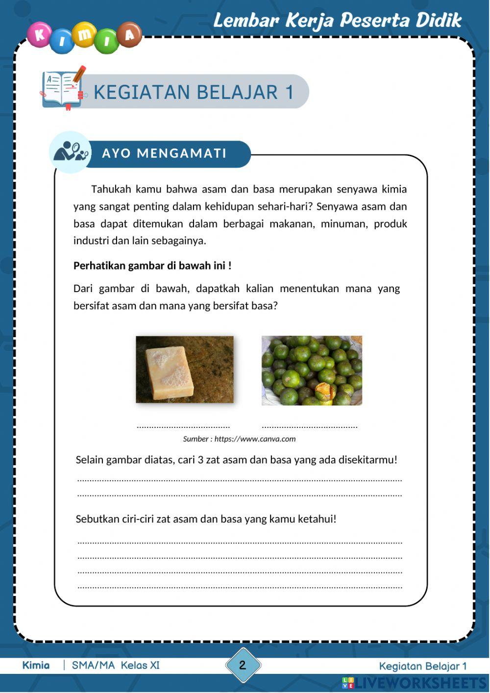 Kegiatan Belajar 1 : Teori Asam dan Basa