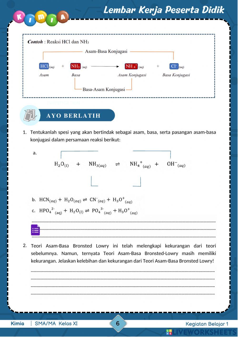 Kegiatan Belajar 1 : Teori Asam dan Basa