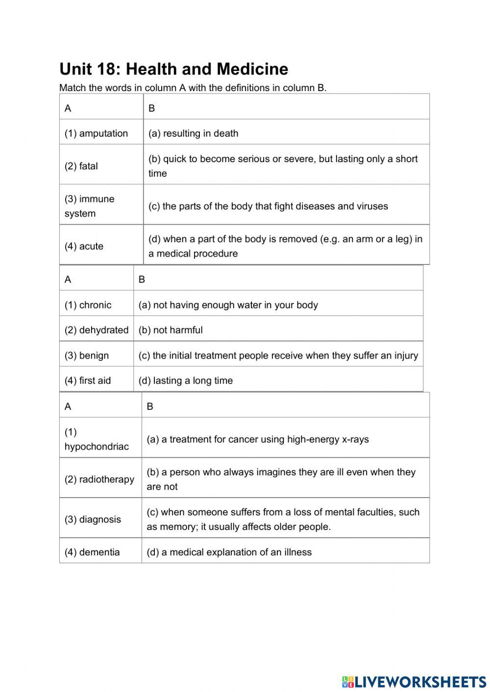 U18 Heath and Medicine