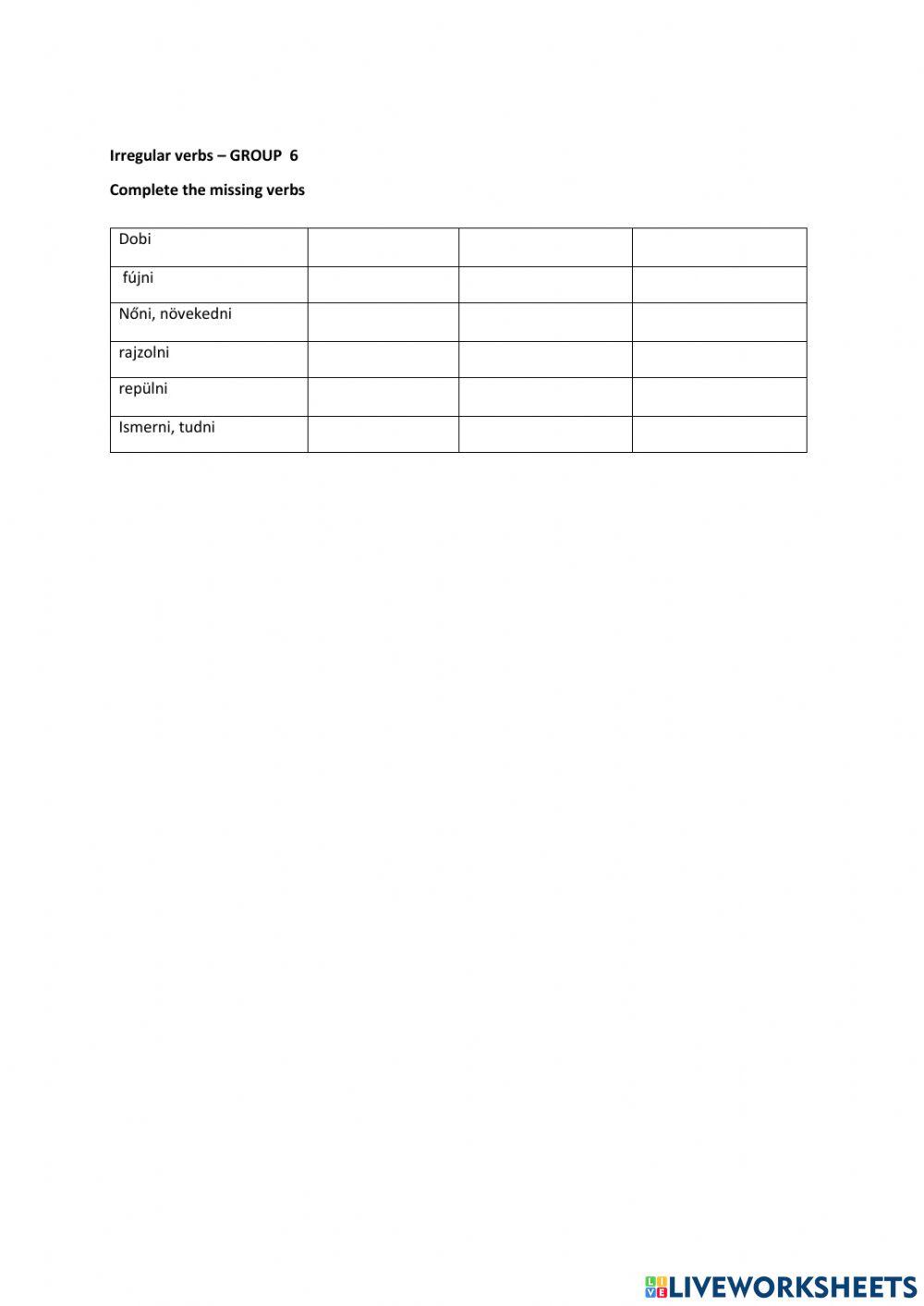 Irregular verbs group 6