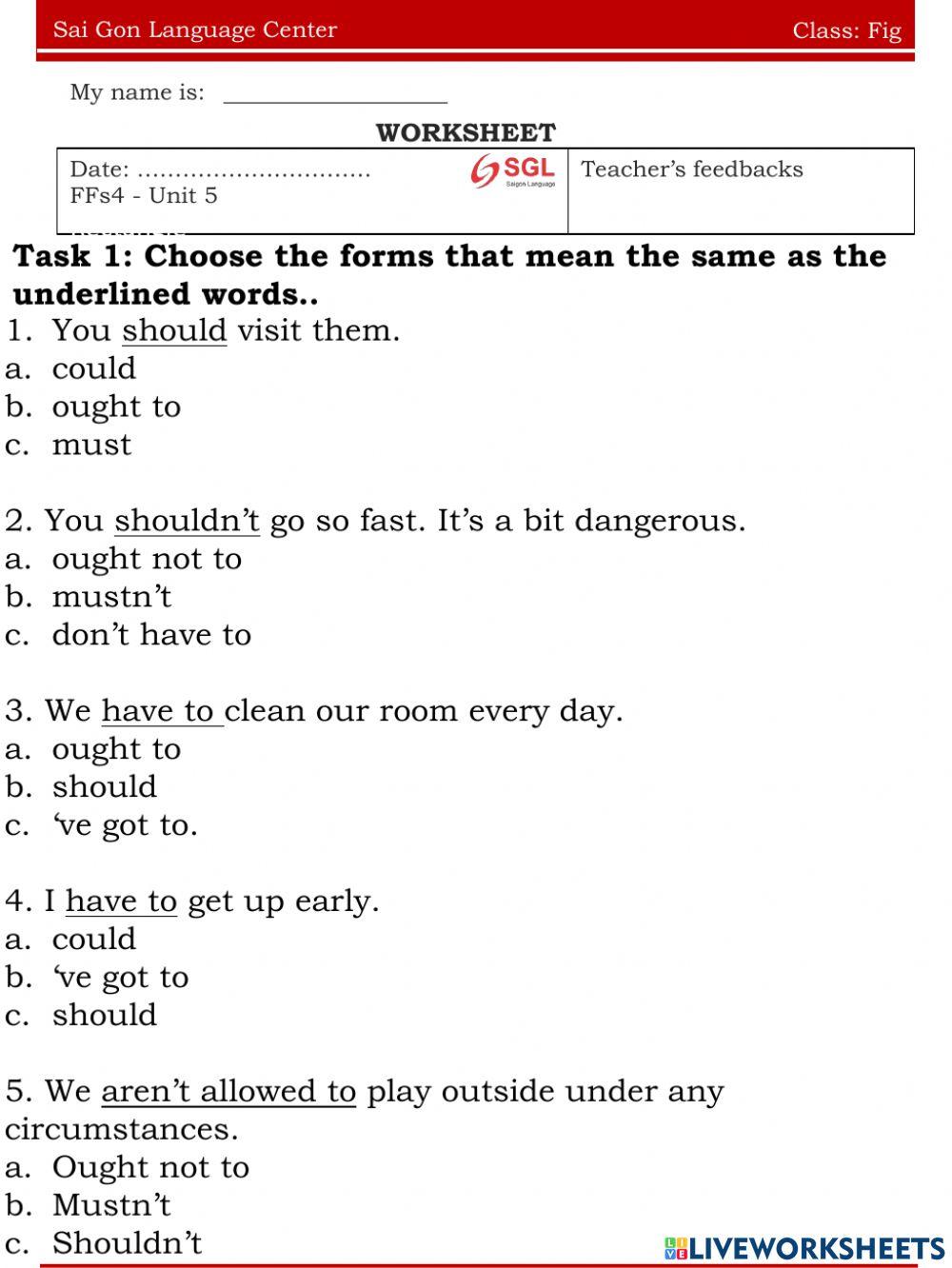 FFs4- Unit 5: go back to the roundabout