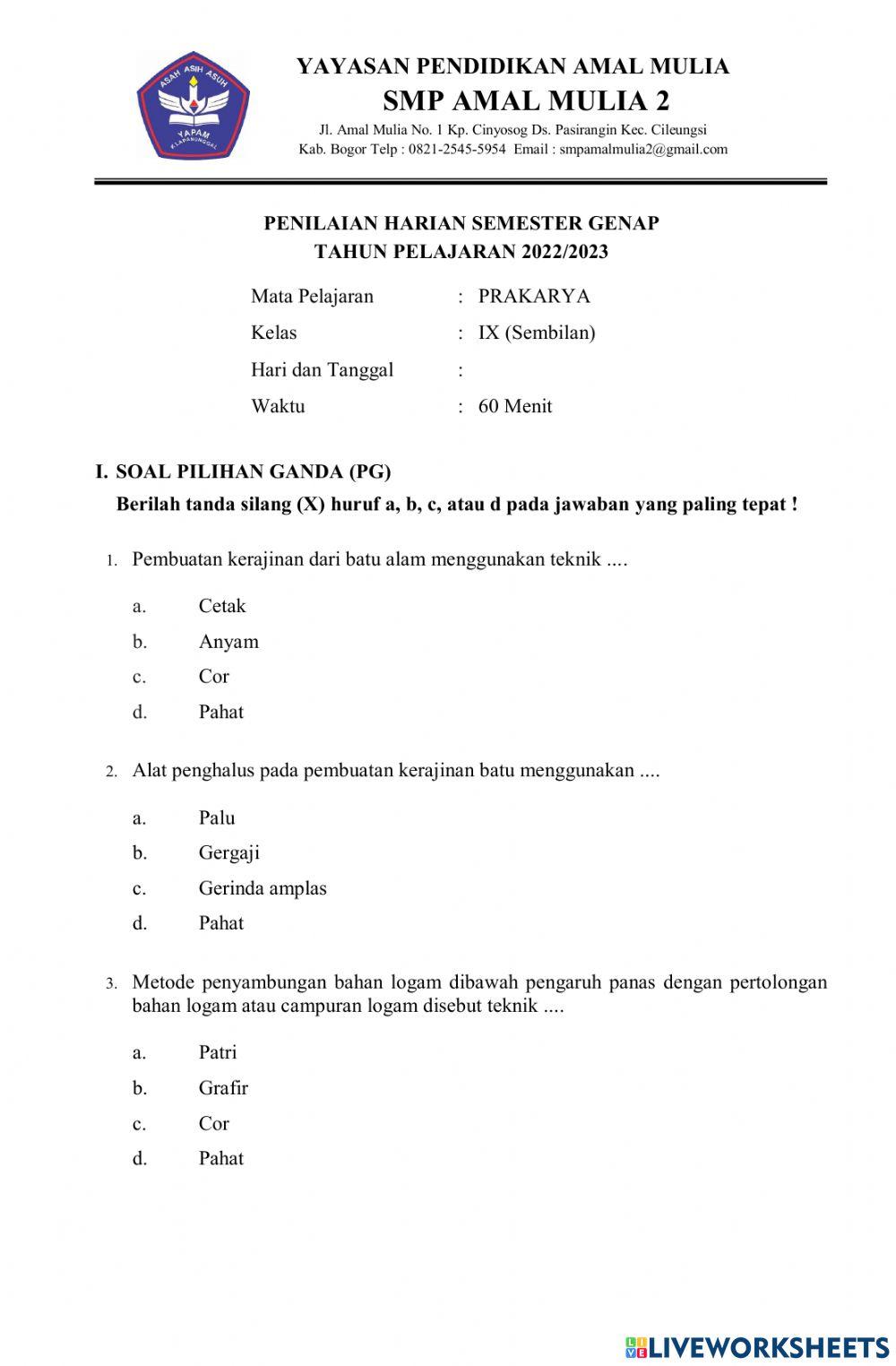 Penilaian harian semmester 2