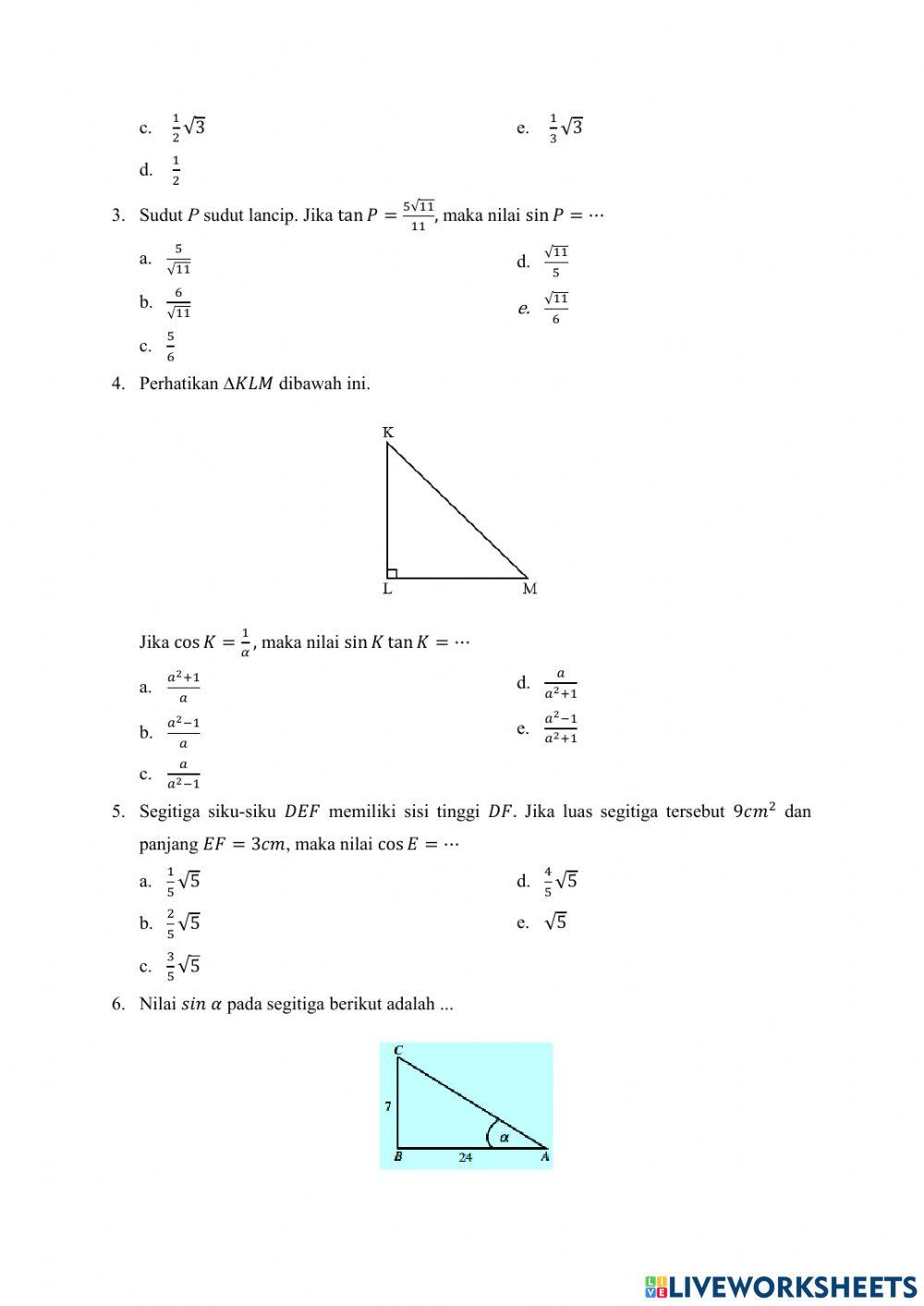 Soal Post-Test Trigonometri