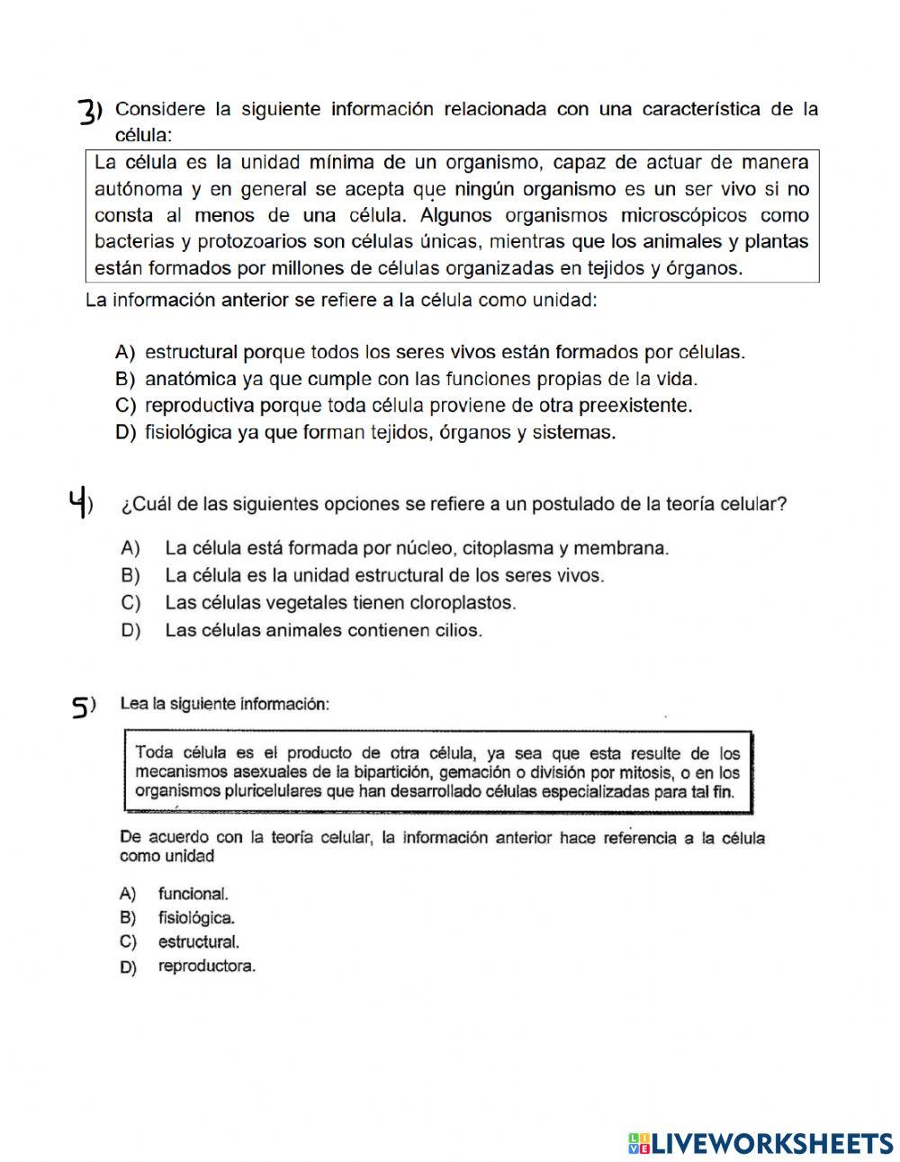 Características generales de la célula