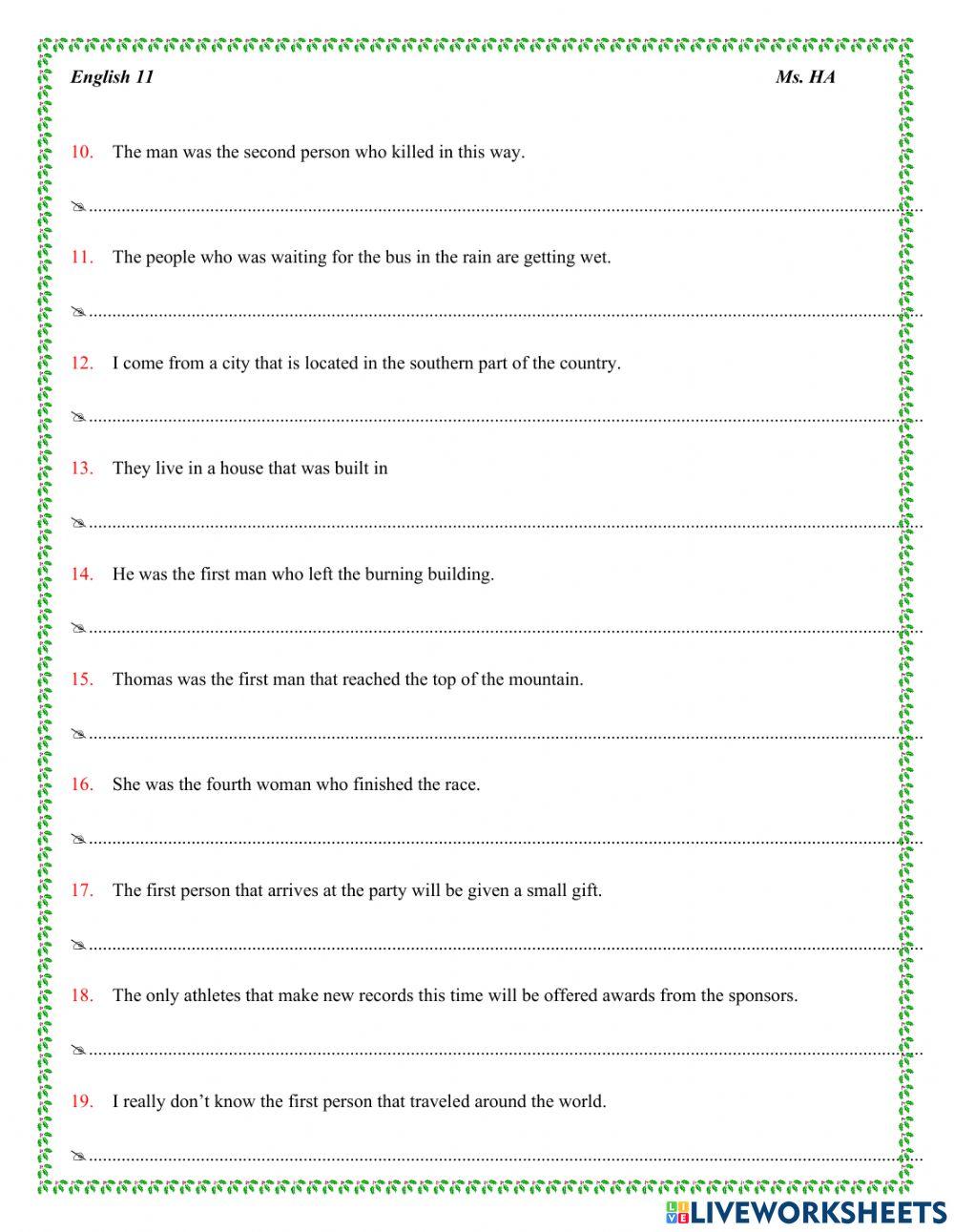 Reduce relative clauses